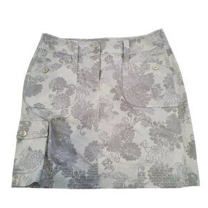 NWT White House Black Market Gray Floral Cargo Y2K Paisley Silk Mini Skirt 6